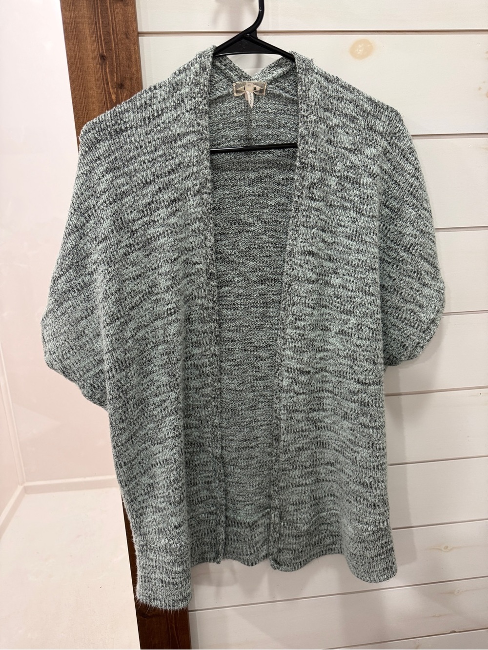 Kirra Open-Front Marled Gray Knit Cardigan